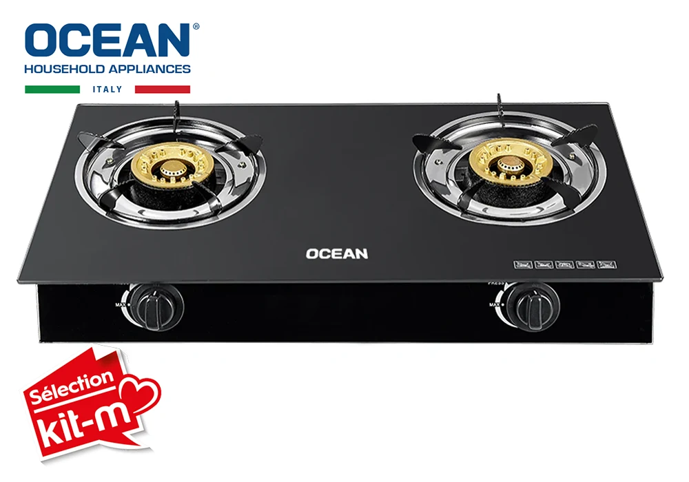 Réchaud 2 Feux Vitrés à Gaz Ocean (OCTGSL2FPROBG) Cuisine Votre Magasin de Meuble et Électroménager à La Réunion !