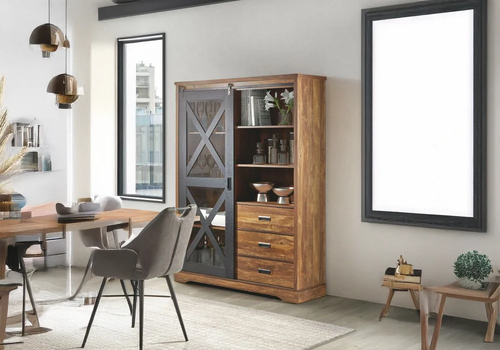 Vitrine 1 Porte 3 Tiroirs (Collection Nevada) Meubles Votre Magasin de Meuble et Électroménager à La Réunion !