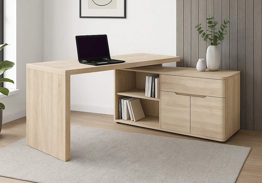 Bureau d’Angle 2 Portes 1 Tiroir (Collection Beufort) Bureaux Votre Magasin de Meuble et Électroménager à La Réunion !