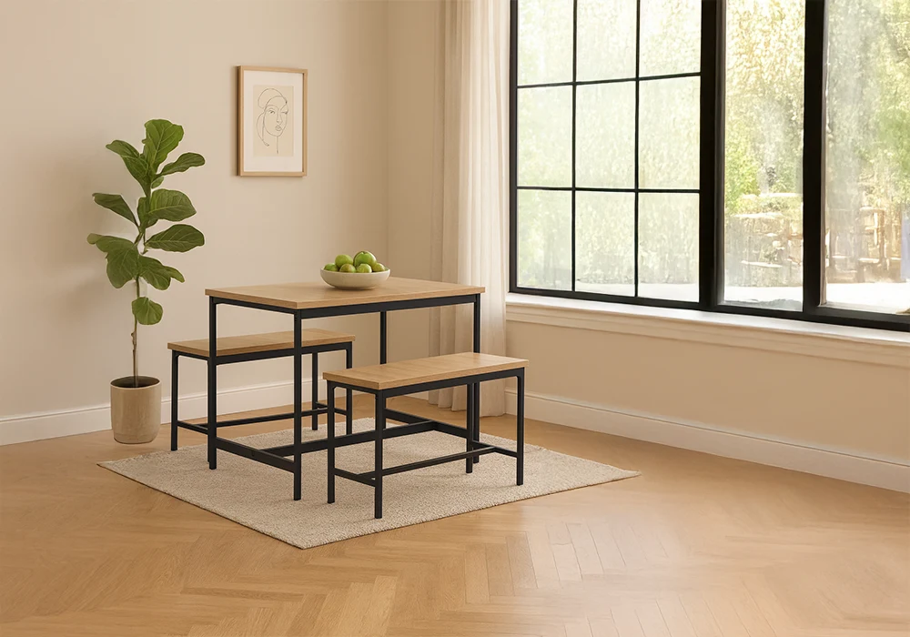 Ensemble Table à Manger avec 2 Bancs Vella Salles à Manger Votre Magasin de Meuble et Électroménager à La Réunion !