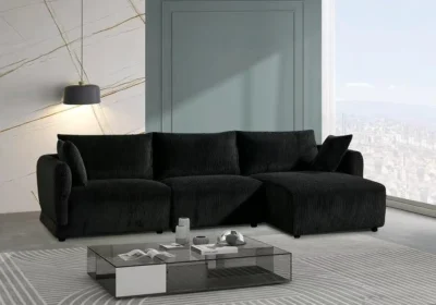 Salon d’Angle Noir Denise Angles Votre Magasin de Meuble et Électroménager à La Réunion !