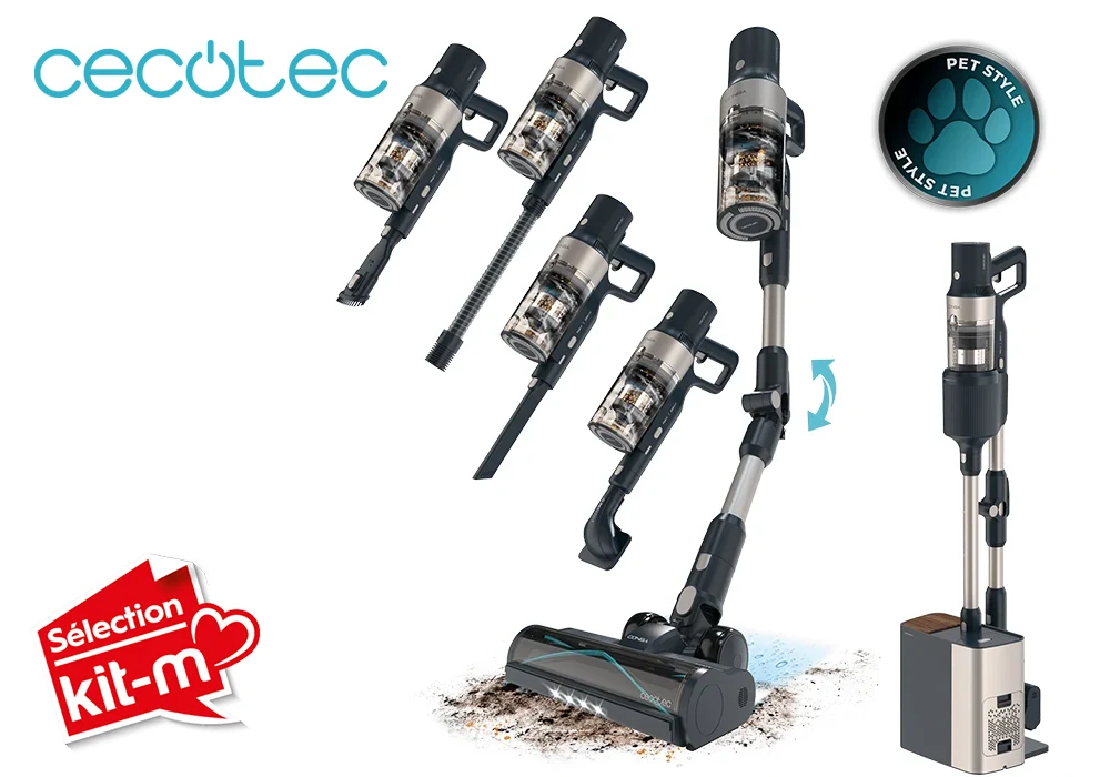 Aspirateur-Balai sans Fil avec Base de Vidange Automatique Conga Rockstar 5500 Hurricane Station Pet Flex Cecotec (A01_EU01_102268) Nettoyage Votre Magasin de Meuble et Électroménager à La Réunion !