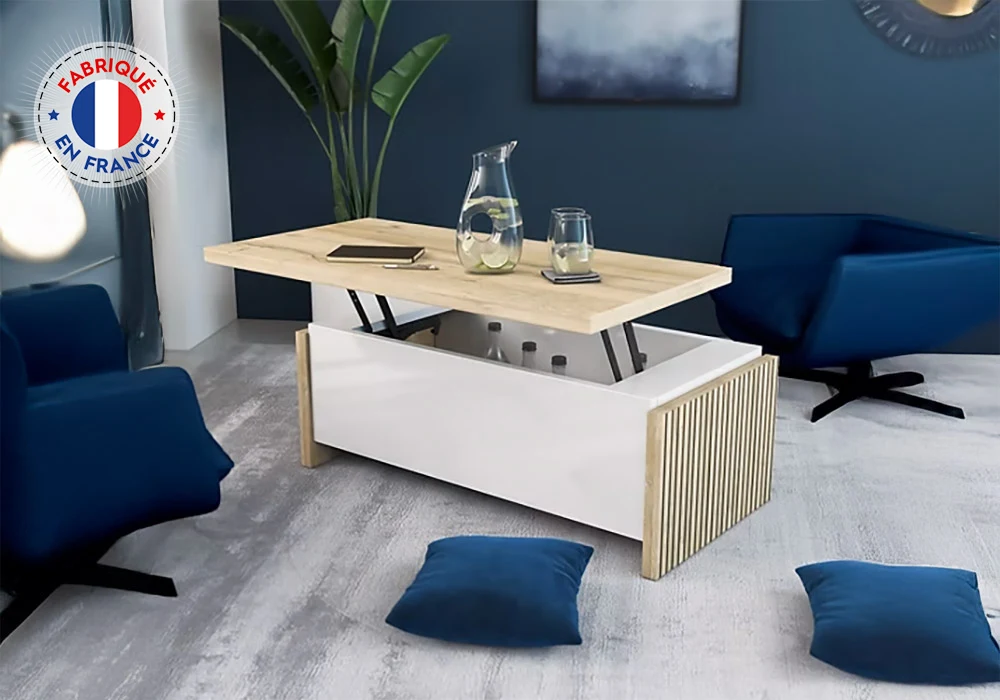 Table Basse avec Plateau Relevable (Collection Castel) Meubles Votre Magasin de Meuble et Électroménager à La Réunion !