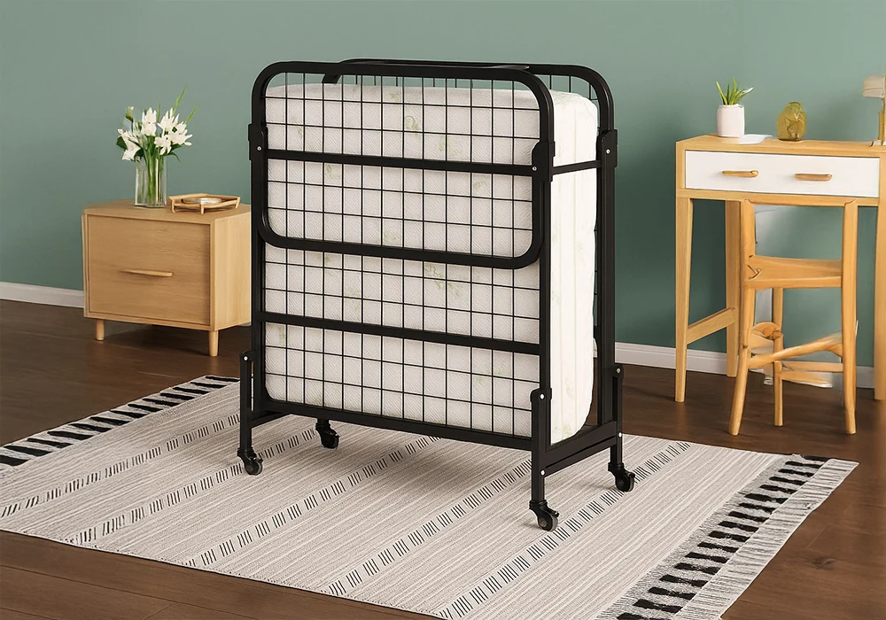 Lit Pliant en Métal Noir Chambres à Coucher Votre Magasin de Meuble et Électroménager à La Réunion !