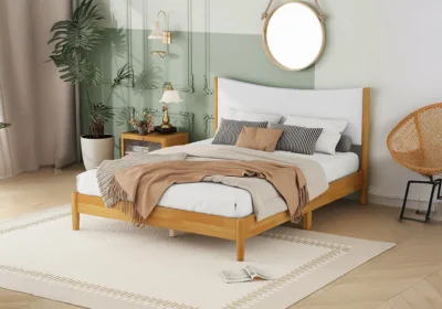 Lit en Bois d’Hévéa 140x190cm Malyn Chambres à Coucher Votre Magasin de Meuble et Électroménager à La Réunion !