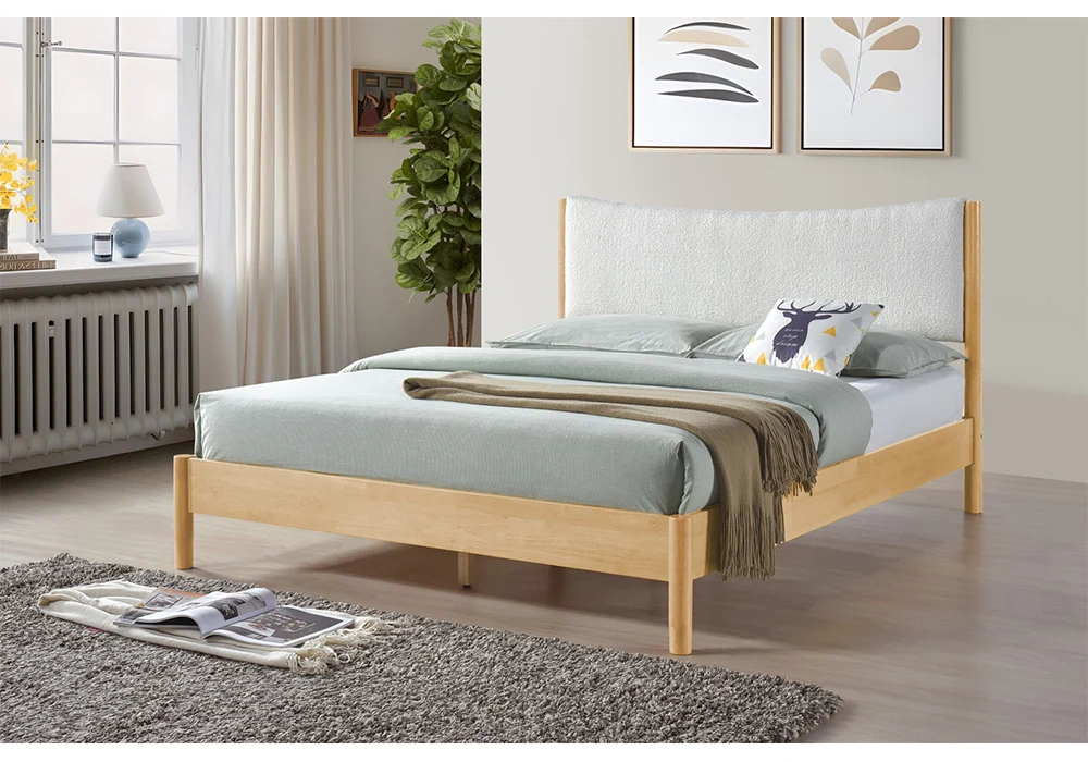 Lit en Bois d’Hévéa 160x200cm Malyn Chambres à Coucher Votre Magasin de Meuble et Électroménager à La Réunion !