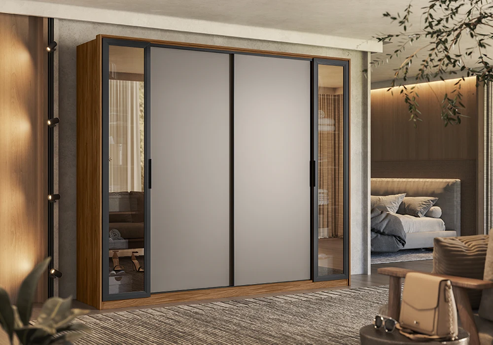 Armoire 4 Portes Coulissantes avec Miroirs 2 Portes Réversibles Armoires, Commodes & Chevets Votre Magasin de Meuble et Électroménager à La Réunion !