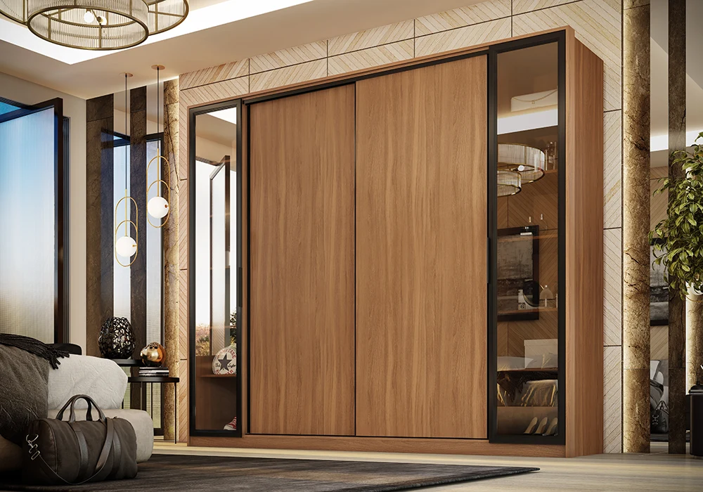 Armoire 4 Portes Coulissantes avec Miroirs 2 Portes Réversibles Armoires, Commodes & Chevets Votre Magasin de Meuble et Électroménager à La Réunion !