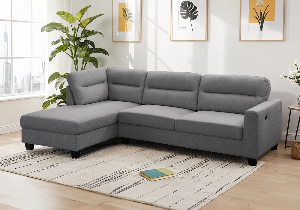 Salon d’Angle Gris Clair Bonomy Angles Votre Magasin de Meuble et Électroménager à La Réunion !