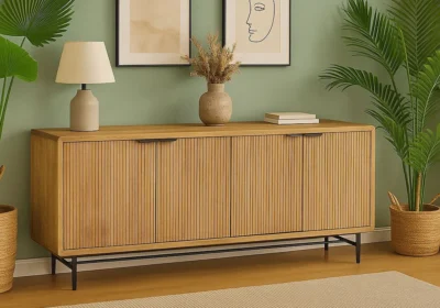 Buffet Bas 4 Portes en Bois de Manguier (Collection Mundra)