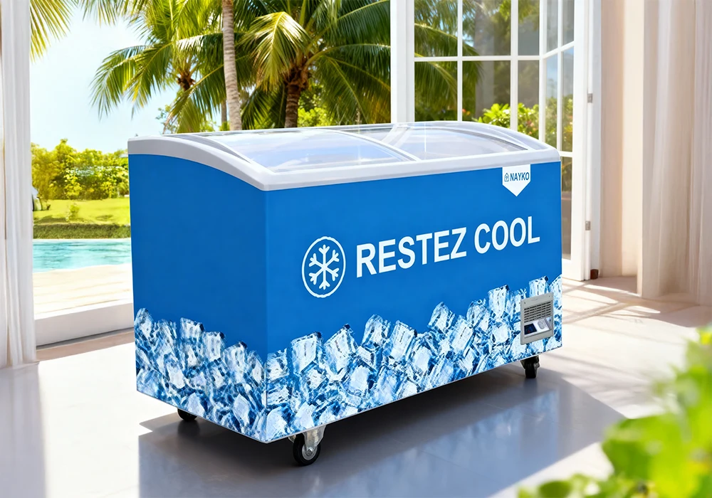 Congélateur Coffre Vitré 480L Nayko Congélateurs Votre Magasin de Meuble et Électroménager à La Réunion !