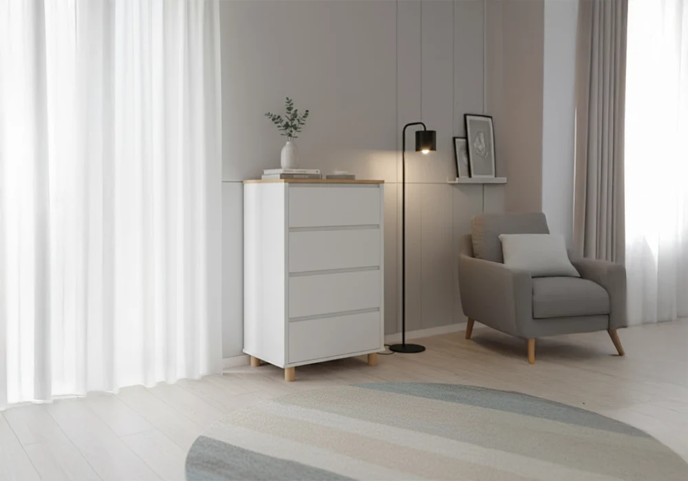 Chiffonnier 4 Tiroirs (Collection Essentiel) Meubles Votre Magasin de Meuble et Électroménager à La Réunion !