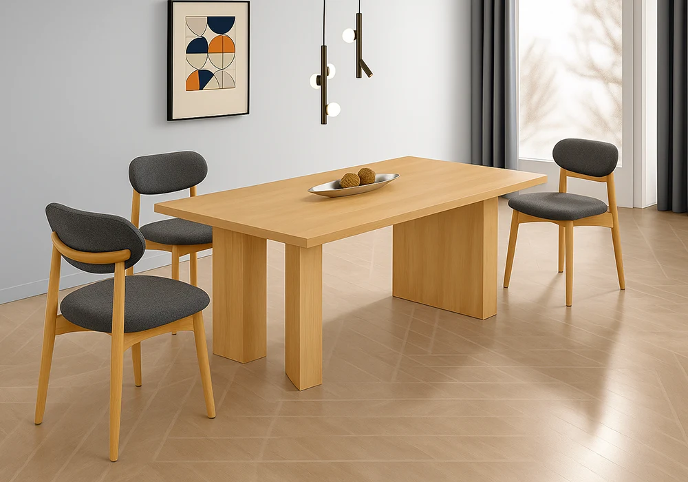 Ensemble Table à Manger avec 6 Chaises Naturel Salles à Manger Votre Magasin de Meuble et Électroménager à La Réunion !
