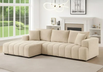 Salon d’Angle Moderne LAURA Marron Clair Angles Votre Magasin de Meuble et Électroménager à La Réunion !