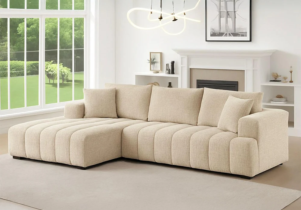 Salon d’Angle Moderne LAURA Marron Clair Angles Votre Magasin de Meuble et Électroménager à La Réunion !