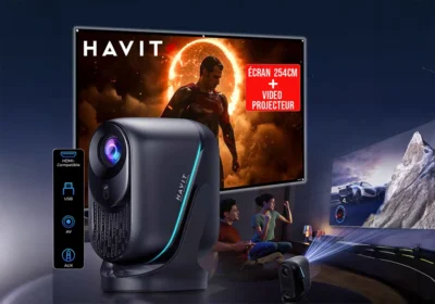 Pack Vidéo Projecteur + Ecran De Projection 254 cm (PJ220) Barres de Son, Enceintes & Radios Votre Magasin de Meuble et Électroménager à La Réunion !