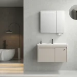 Ensemble Salle de Bain avec Meuble sous Lavabo et Miroir LED RIVIA 80CM