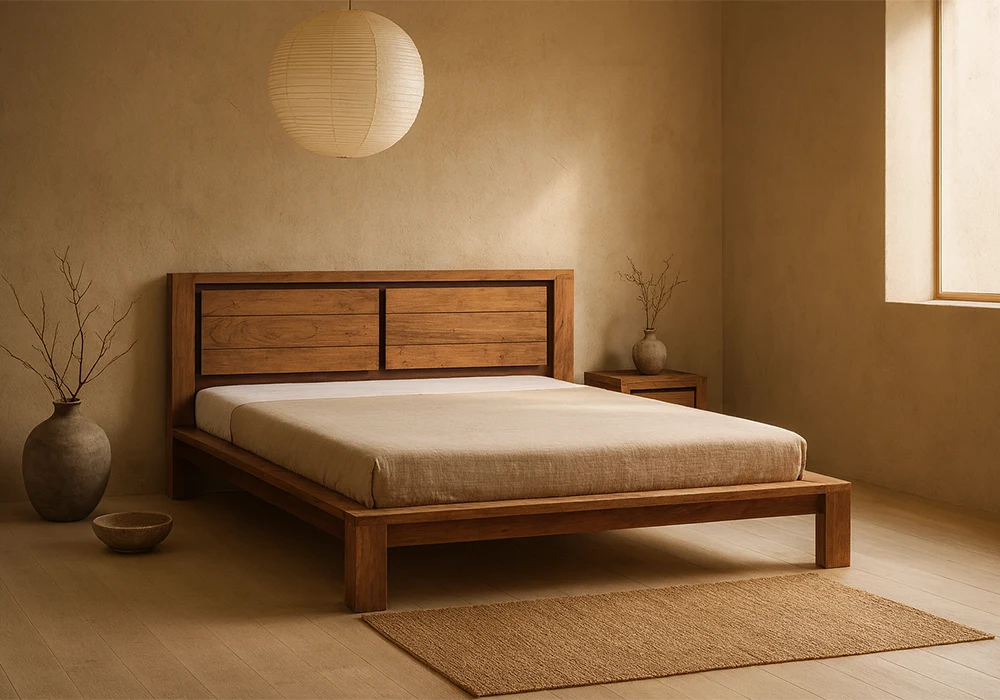 Lit 180x200cm en Bois d’Acacia (Collection Sweden) Bois d'Acacia Votre Magasin de Meuble et Électroménager à La Réunion !