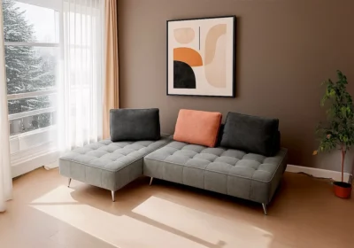 Salon d’Angle Gris / Marron Terracotta Siera Angles Votre Magasin de Meuble et Électroménager à La Réunion !