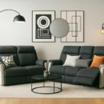 Salon 3 Places +2 Places avec 4 Relax Manuels Noir/Gris Clair