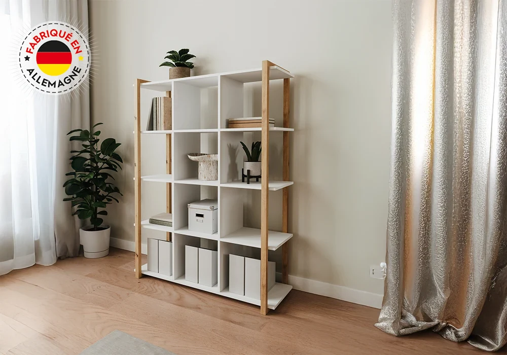 Bibliothèque 12 Cases (COLLECTION DENVER) Meubles Votre Magasin de Meuble et Électroménager à La Réunion !