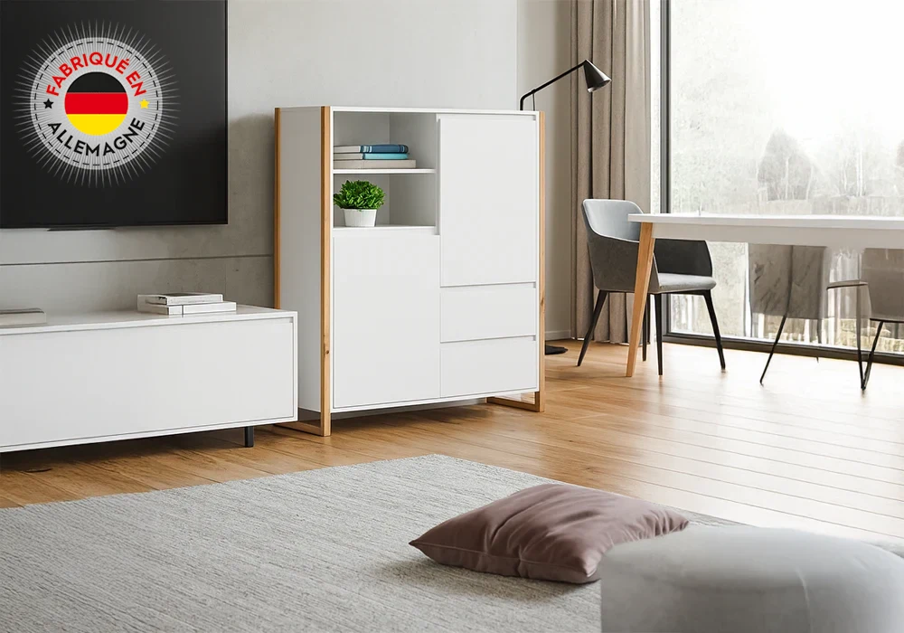 Buffet de Rangement 2 Portes / 2 Tiroirs (COLLECTION DENVER) Meubles Votre Magasin de Meuble et Électroménager à La Réunion ! 6 Buffet de Rangement 2 Portes / 2 Tiroirs (COLLECTION DENVER) – Image 1