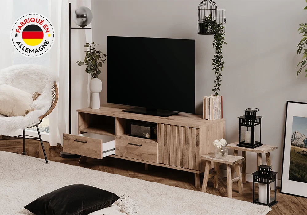 Meuble TV 1 Porte / 2 Tiroirs (Collection WELLINGTON) Meubles Votre Magasin de Meuble et Électroménager à La Réunion ! 6 Meuble TV 1 Porte / 2 Tiroirs (Collection WELLINGTON) – Image 1