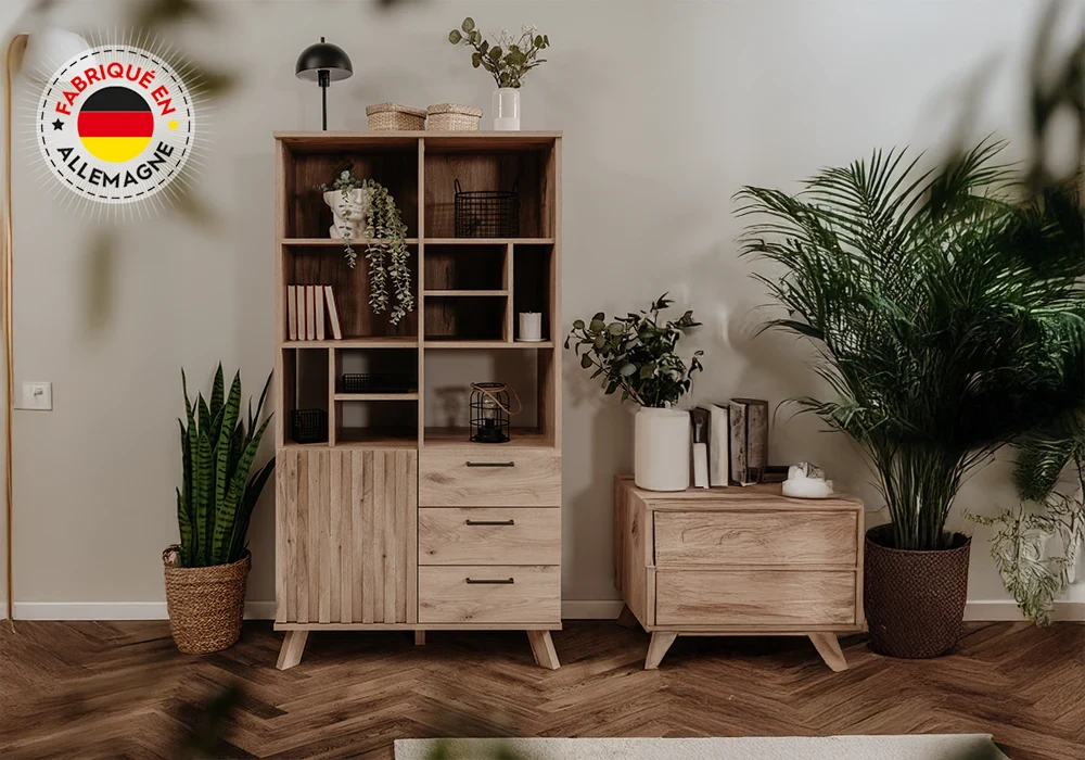 Meuble Haut 1 Porte/ 3 Tiroirs (Collection WELLINGTON) Meubles Votre Magasin de Meuble et Électroménager à La Réunion ! 6 Meuble Haut 1 Porte/ 3 Tiroirs (Collection WELLINGTON) – Image 1