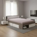 Lit avec Tiroirs 160x200 MOST Noyer/Blanc