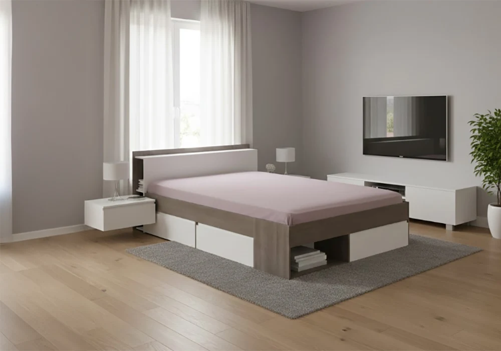 Lit avec Tiroirs 160×200 MOST Noyer/Blanc Armoires, Commodes & Chevets Votre Magasin de Meuble et Électroménager à La Réunion ! 5